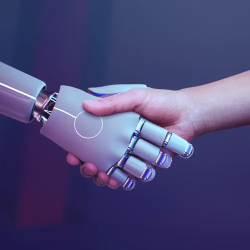 Man shaking hands with Robot